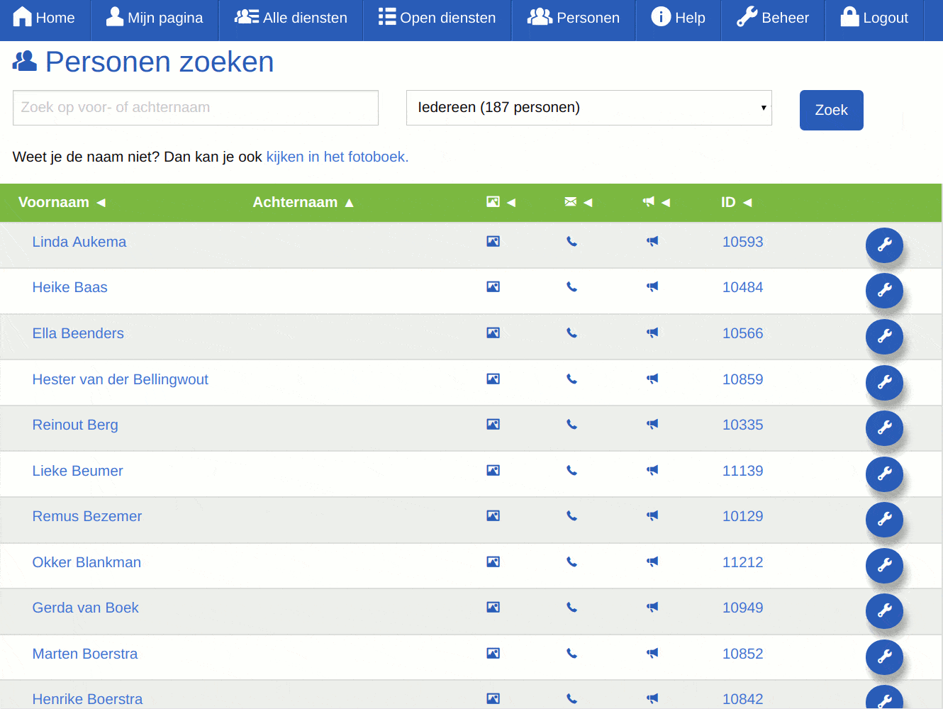Screenshot - Personen zoeken