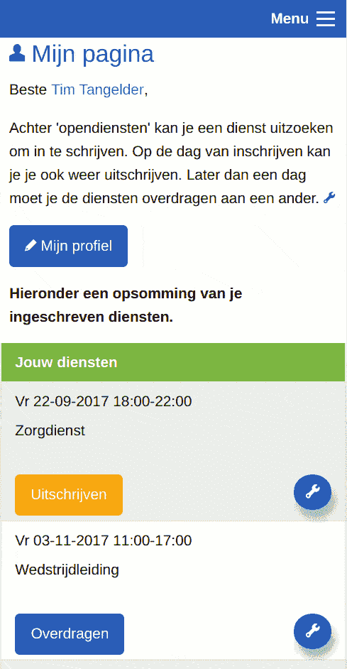 Screenshot - Mijn pagina